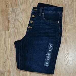 Women's J. Crew Mid Rise Button Fly Flare Crop Jean - Dark Stonewash - 28 -  NWT